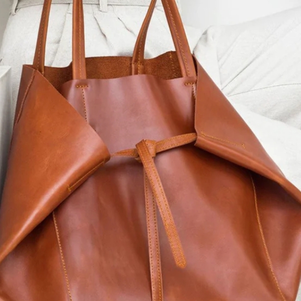 Elegant Brown Leather Tote Bag